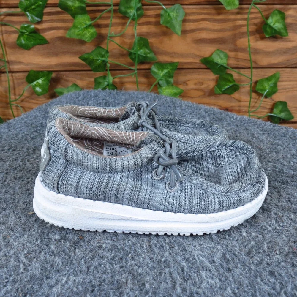 Hey Dude‎ Wally Toddler Boy Shoe Size 6 Casual Loafer Stone Grey Linen 40160-270